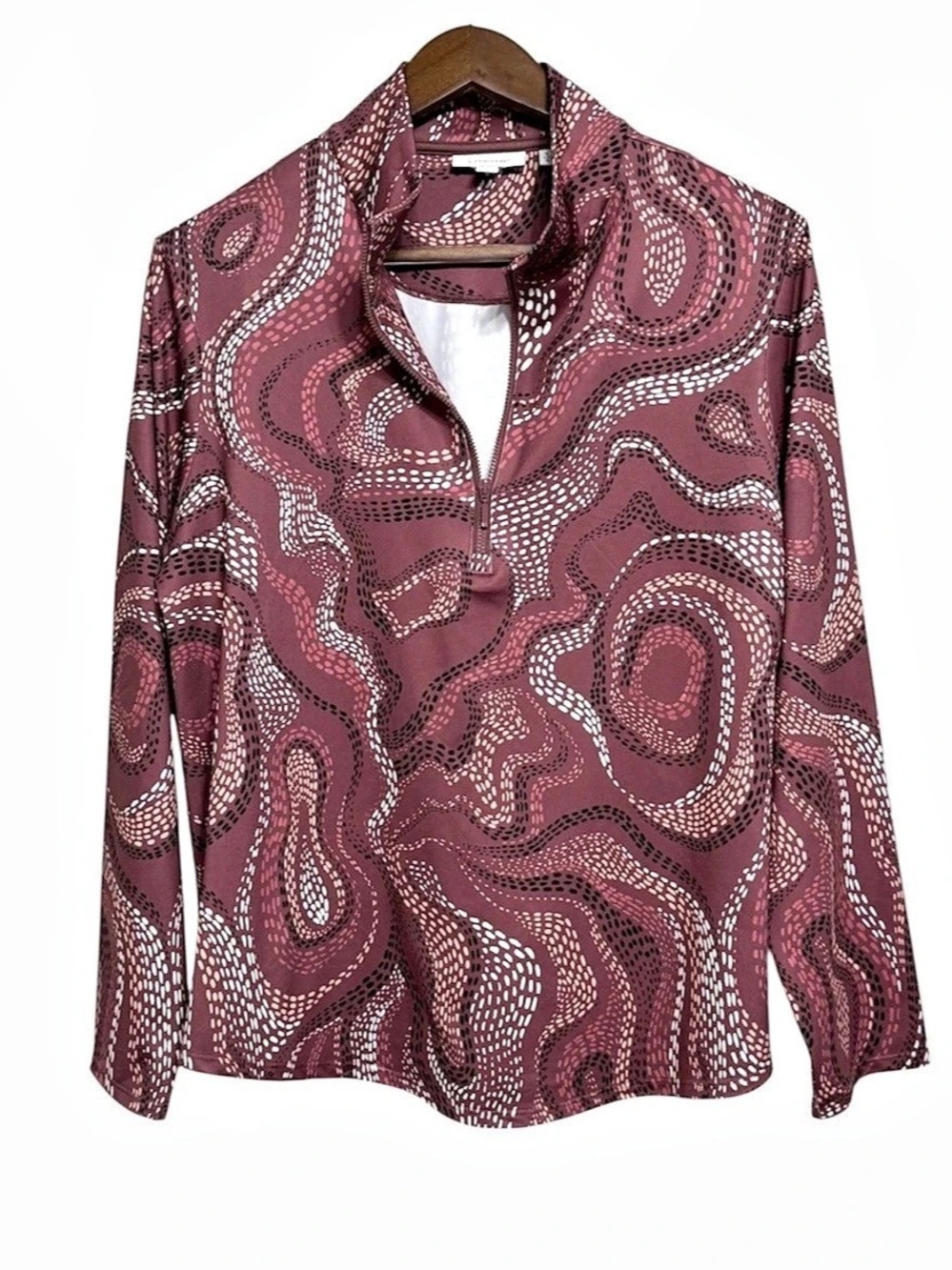 Chico's Abstract Zip Tunic in Purple & Pink Size Medium Like New